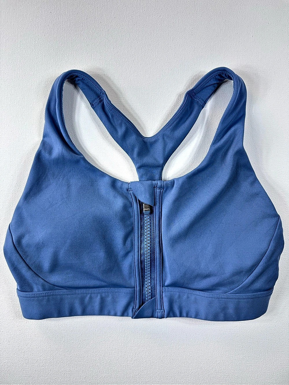 Athleta Women’s Ultimate Zip Front Sports Bra Blue Removable Pads Workout Small